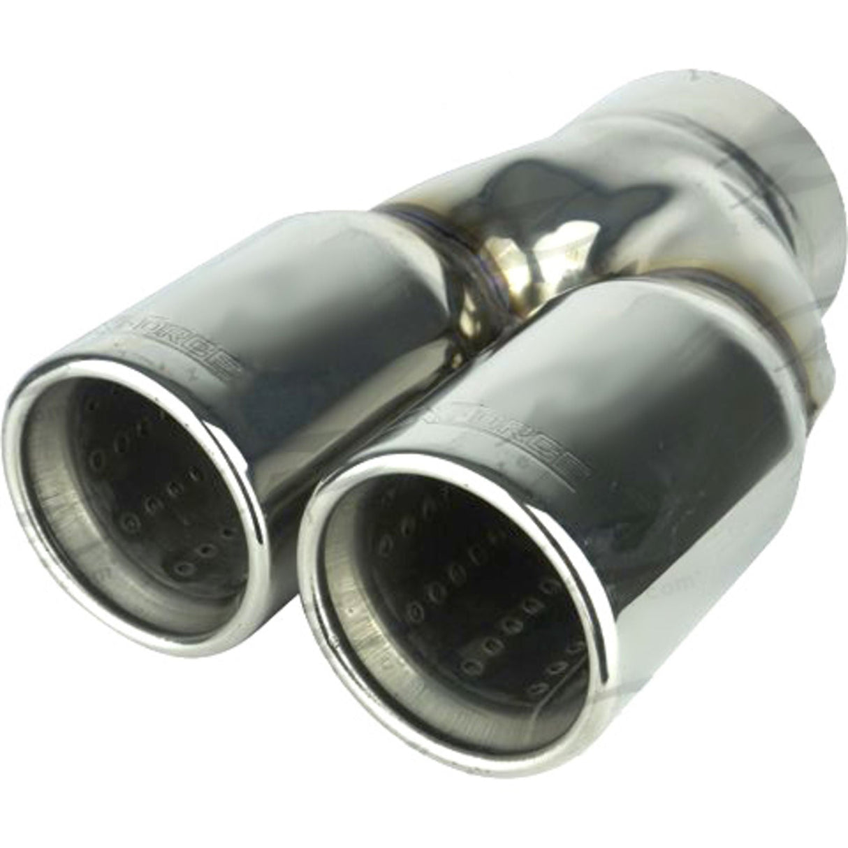 XFORCE - 3.5" Inch Inlet Twin 80mm Straight-Cut Round Double-Wall Tip (Single In, Twin Out)