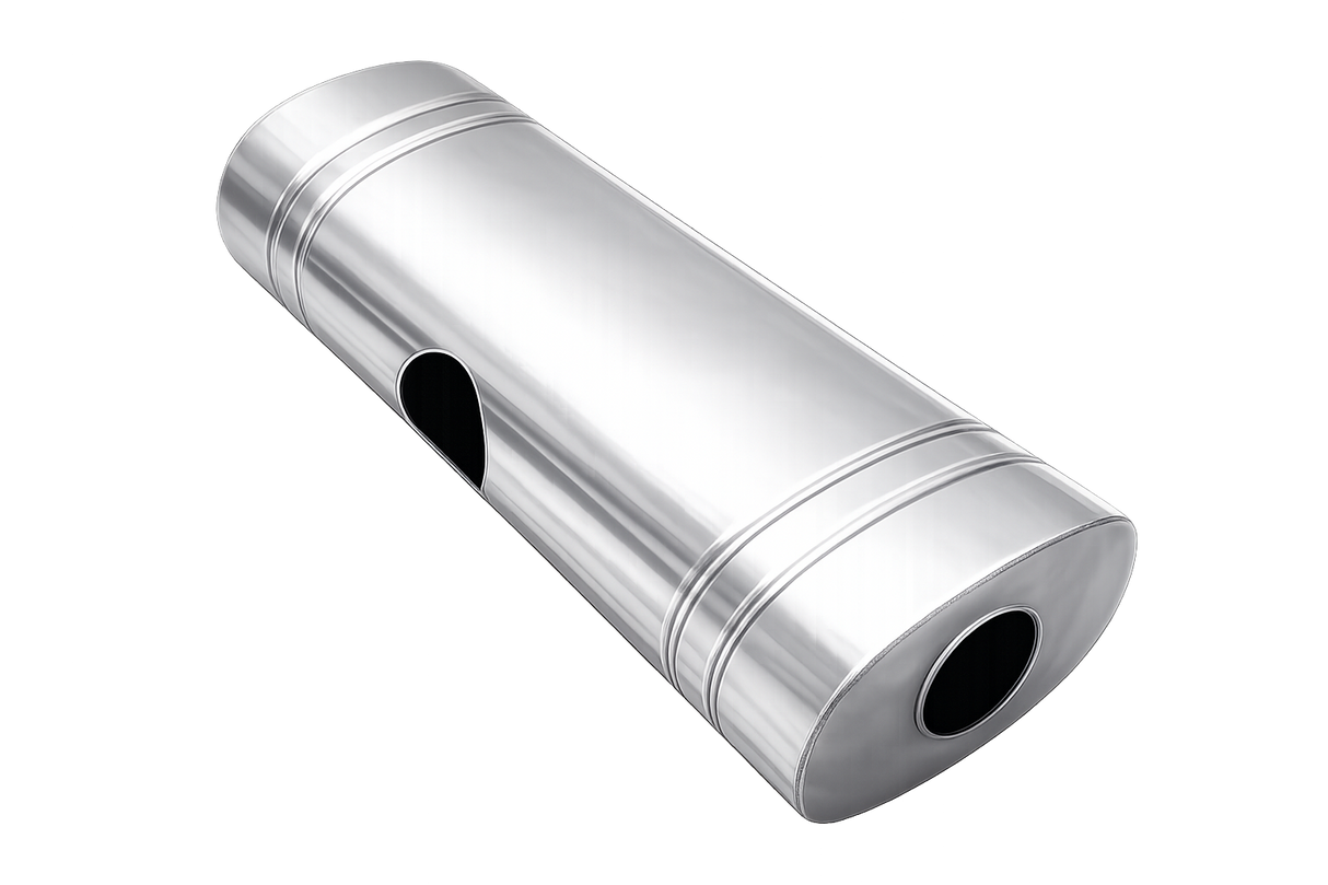 XForce | 304SS Oval East-West Muffler 24" | 3" Inlet to Dual 2.5" Outlet | Brushed Finish | VX9E-24325