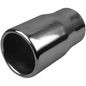Exhaust Tip - 2 1/2" Inch (In) 3 1/2" Inch (Out) 225mm Long (Straight Cut - Rolled Edge - Stainless Steel)