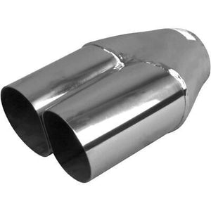 Exhaust Tip - 2 1/4" Inch (In)  2 1/4" Inch (Out) 203mm Long (Y Piece - Duel D Outlet)