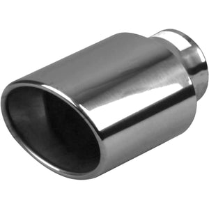 Exhaust Tip - 3" Inch (In) 4 1/4" Inch Out 165mm Long (Oval - Stainless Steel)