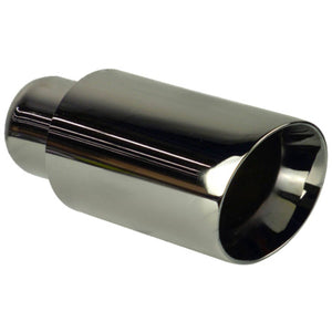 Exhaust Tip - 2 1/2" (In) 3" Inch (Out) 228mm Long (Black Chrome - Rolled In)