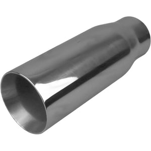 Exhaust Tip - 2 1/4" Inch (In) 3" Inch (Out) 210mm Long (Straight Cut - Rolled Edge - Stainless Steel)