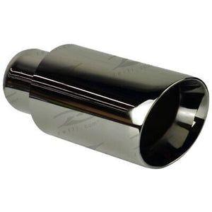 Exhaust Tip - 2 1/4" Inch (In) 4" Inch (Out) (Black Chrome - Angle Cut - Rolled In)