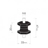 Cotton Reel Mounts - Inside Diameter 25mm, HEX, M6