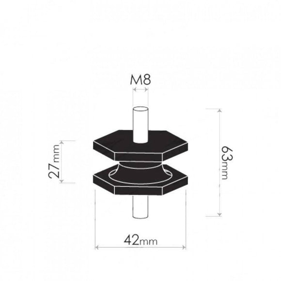 Cotton Reel Mounts - Inside Diameter 42mm, HEX, M8