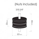Cotton Reel Mounts - Inside Diameter 57mm, ROUND, 3/8 UNF