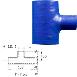 Silicone Hose - Inside Diameter 2-3/4" Inch (70mm), Blue, T-Piece