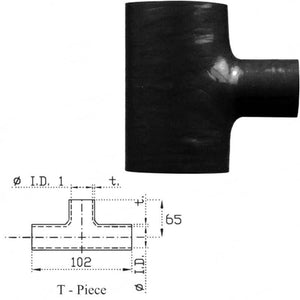 Silicone Hose - Inside Diameter 2-3/4" Inch (70mm), Black, T-Piece