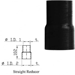 Silicone Hose - Inside Diameter 2-1/2" Inch (63mm) - 3" Inch (76mm), Black, Straight Reducer