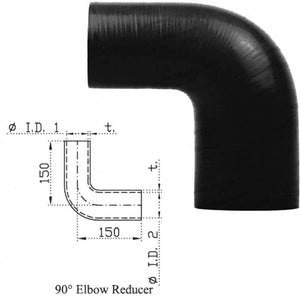 Silicone Hose - Inside Diameter 3-1/2" Inch (89mm) - 4" Inch (101mm), Black, 90 Reducer