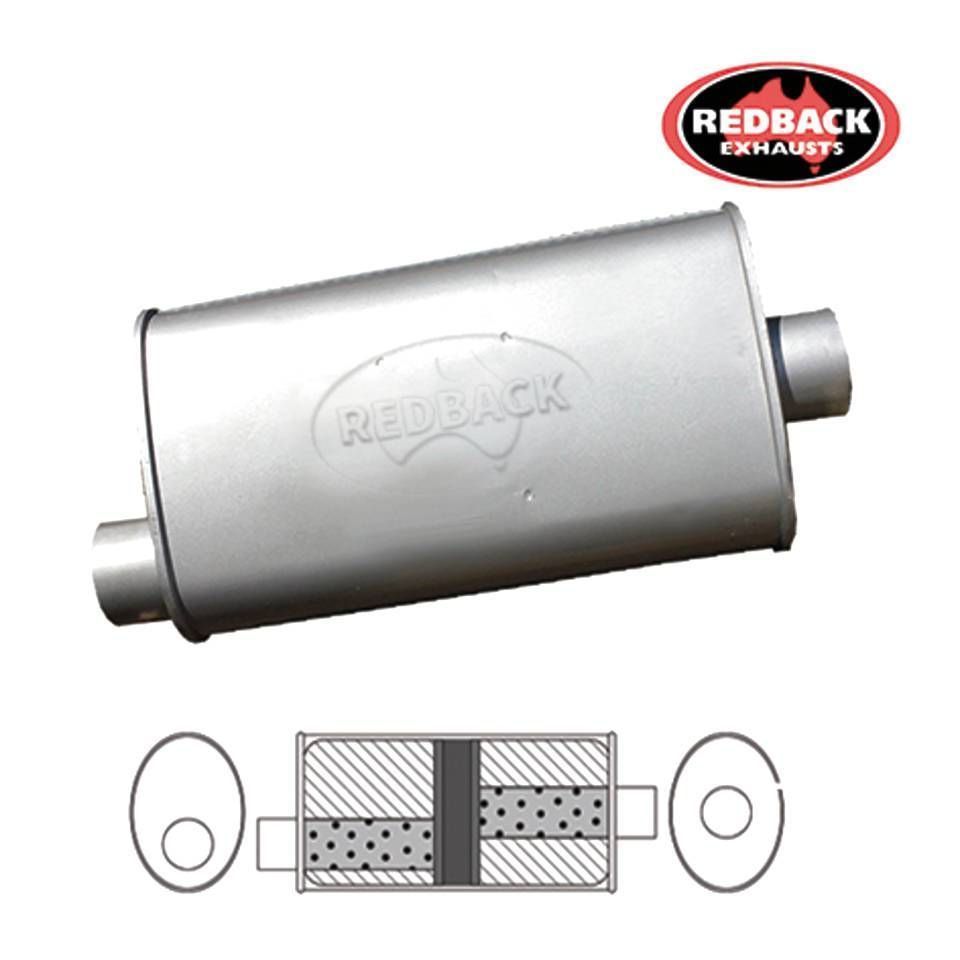 Redback Universal Muffler - 8" X 4" Oval - 18" Long O/C 2" Glass Packed Chamber…