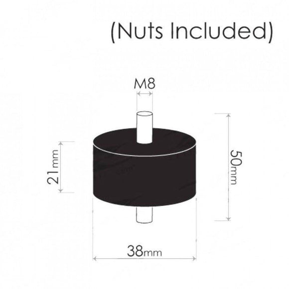 Cotton Reel Mounts - Inside Diameter 38mm, ROUND, M8