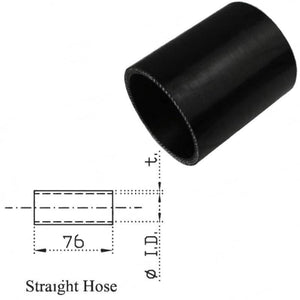 Silicone Hose - Inside Diameter 3-1/2" Inch (89mm), Black, 76mm Straight