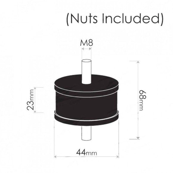 Cotton Reel Mounts - Inside Diameter 48mm, ROUND, M10X1.25
