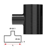 Silicone Hose - Inside Diameter 2-1/2" Inch (63mm), Black, T-Piece