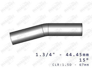 Mercury - 1.3/4" (44.45mm) 15 DEG. S409 MANDREL BEND 1.5D