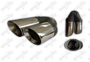 Exhaust Tip - 2.25" - 3" x 9" LONG TWIN IC ANGLE CUT LHS EXHAUST TIP (Mercury)