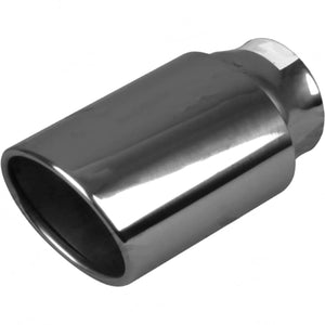Exhaust Tip - 2 1/4" Inch (In) 4 1/4" Inch Out 165mm Long (Oval - Stainless Steel)