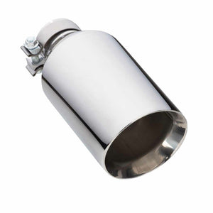 Exhaust Tip - 2 1/2" In 5" Out 12" Long SS304 (Clamped Tip- Angle Cut)