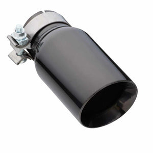 Exhaust Tip - 2.5" In - 3 1/2" Out - 8" Long (Angle Cut - Inner Cone - 304 Black Chrome)