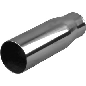 Exhaust Tip - 3" Inch (In) 4" Inch (Out) 225mm Long (Straight Cut - Rolled Edge - Stainless Steel)
