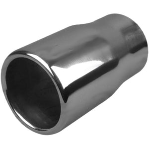 Exhaust Tip - 2 1/2" Inch (In) 3 1/2" Inch (Out) 125mm Long (Straight Cut - Rolled Edge - Stainless Steel)
